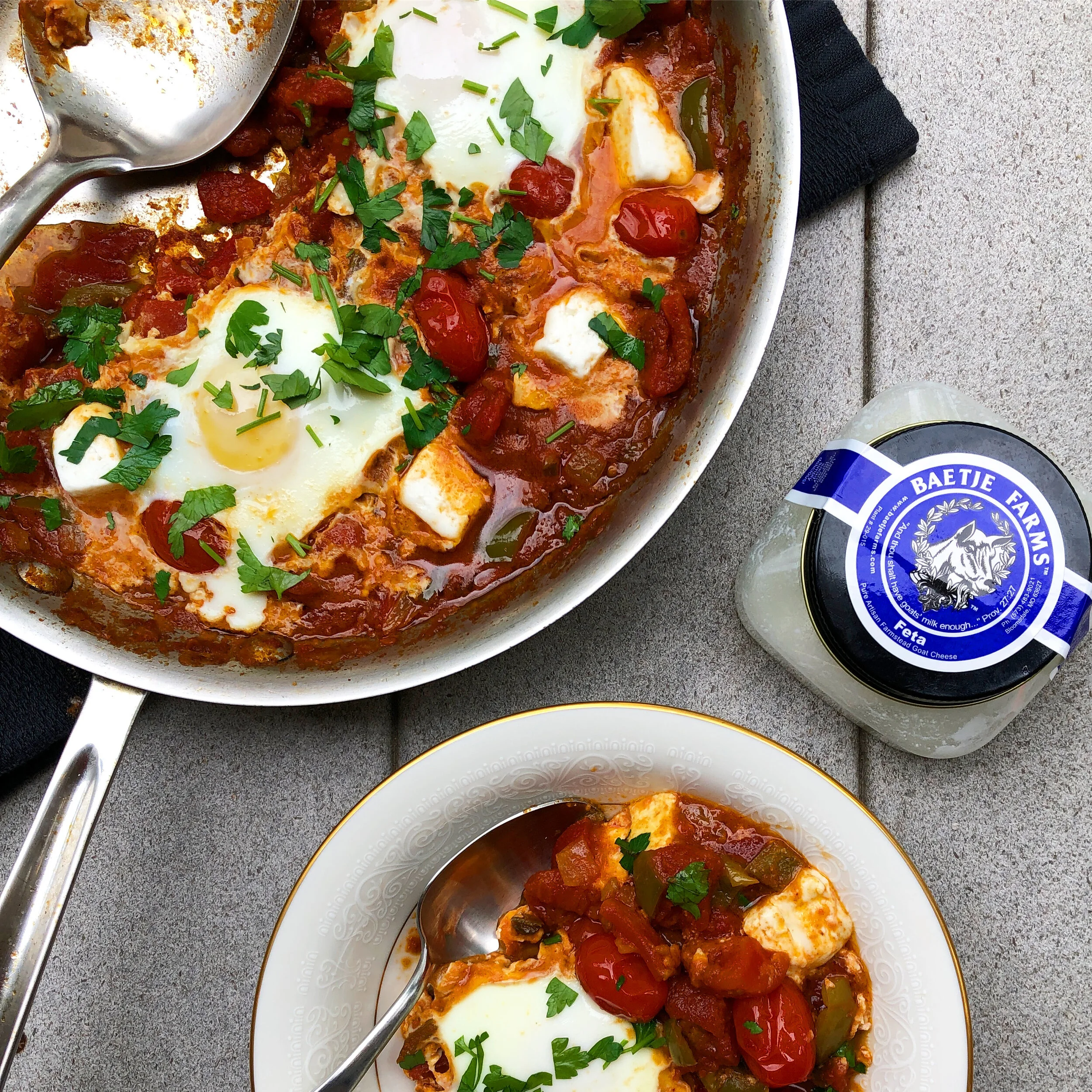 Tangy Baetje Farms Feta shines in a savory shakshuka