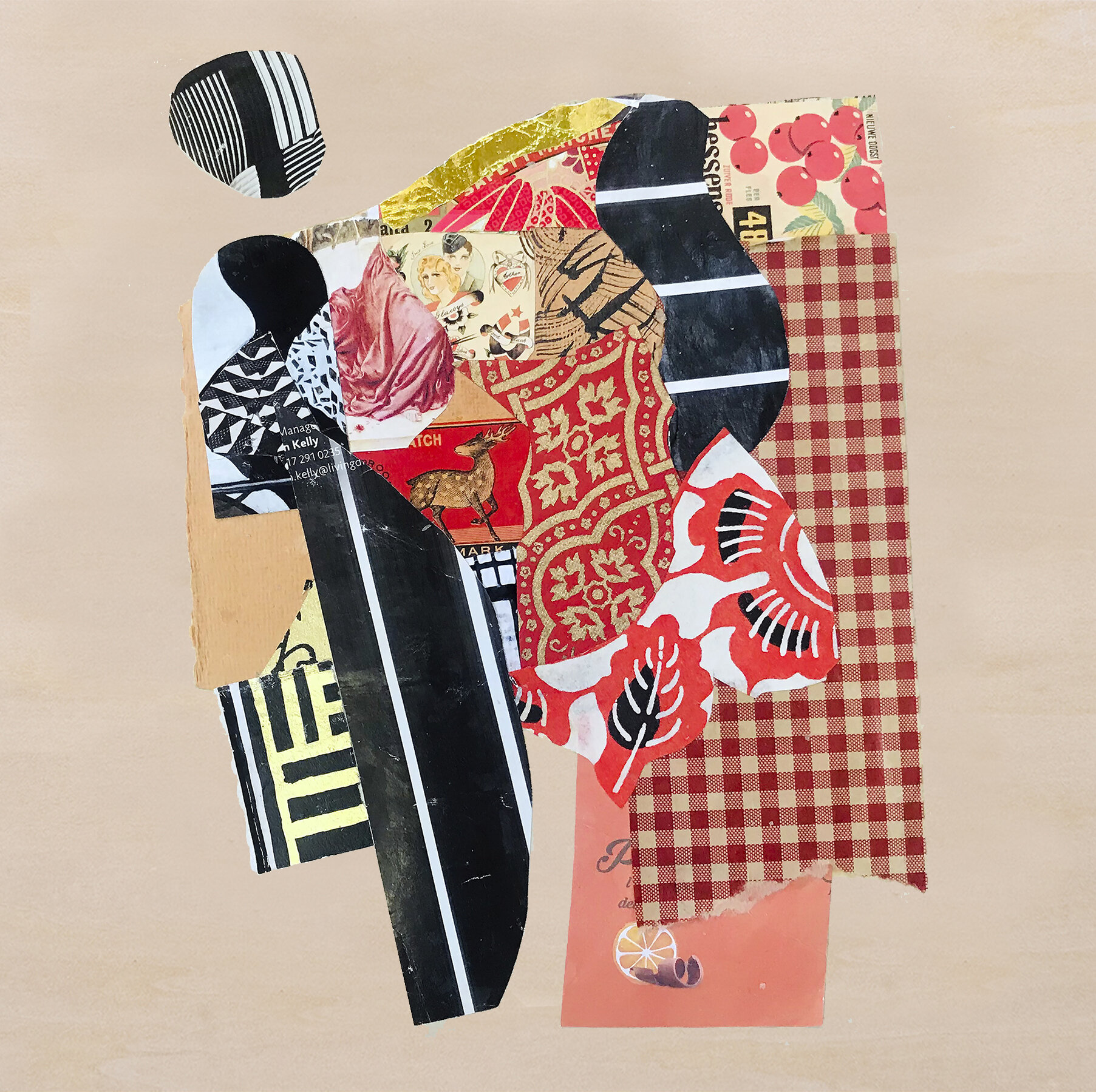 collage on wood panel