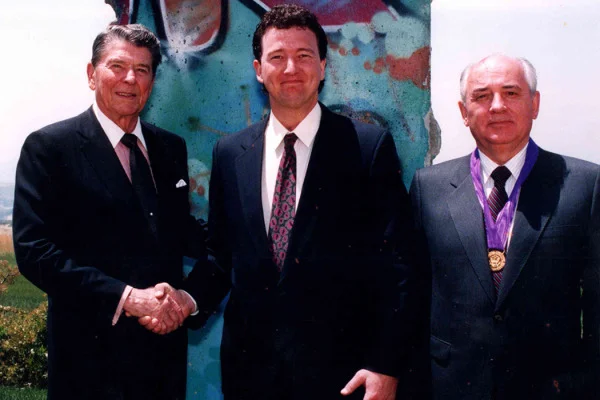 John Brown with Ronald Reagan and Mikhail Gorbachev, 1993