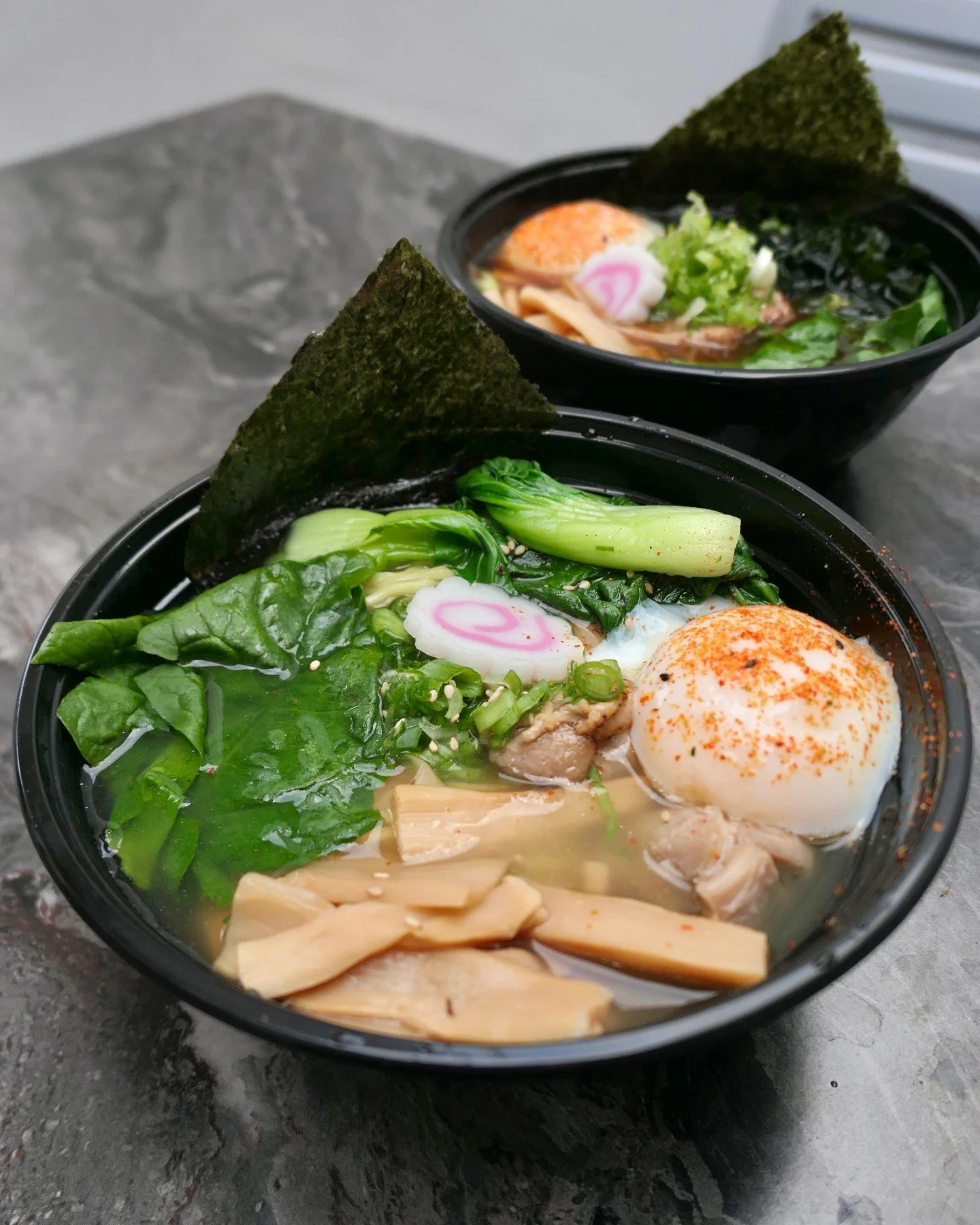 🍜 Have a taste of our Chicken Shio Ramen 🐓, a light chicken bone broth with a shio base and a hint of lemon. Topped with tender chicken, bok choy, soft egg, nori, scallions &amp; more. It&rsquo;s un-bowl-ievably good definitely chick it out! 🐔😆

