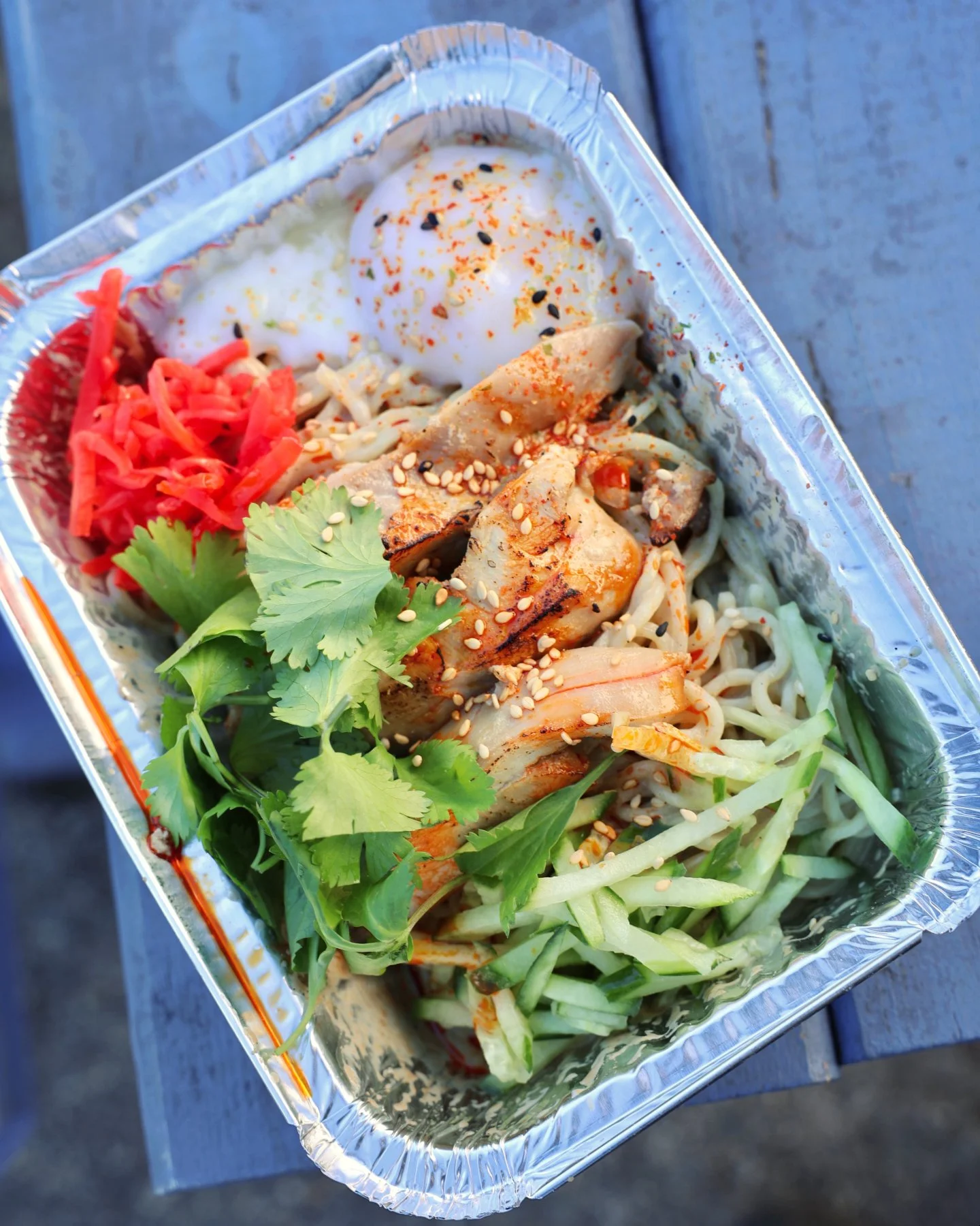 Cold sesame noodles, but make it main character energy 🥢✨ House made sesame sauce, chicken, crunchy cucumbers, pickled ginger, chili oil and cilantro. Customize it by adding an egg 🥚 or enjoy our vegan 🌱 option!

DC📍3210 Grace St NW &amp; inside 