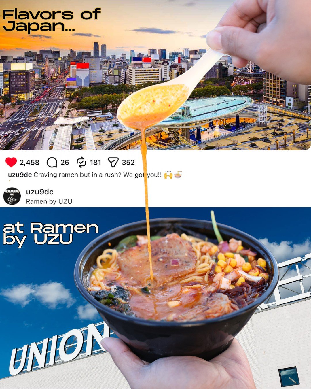 Enjoy the flavors of Japan at Ramen by UZU. 🍜🤤 Find us at 📍Grace St Georgetown or 📍Union Market DC! 

DC📍3210 Grace St NW &amp; inside of @unionmarketdc

#washingtondc #georgetowndc #dcramen #unionmarketdc