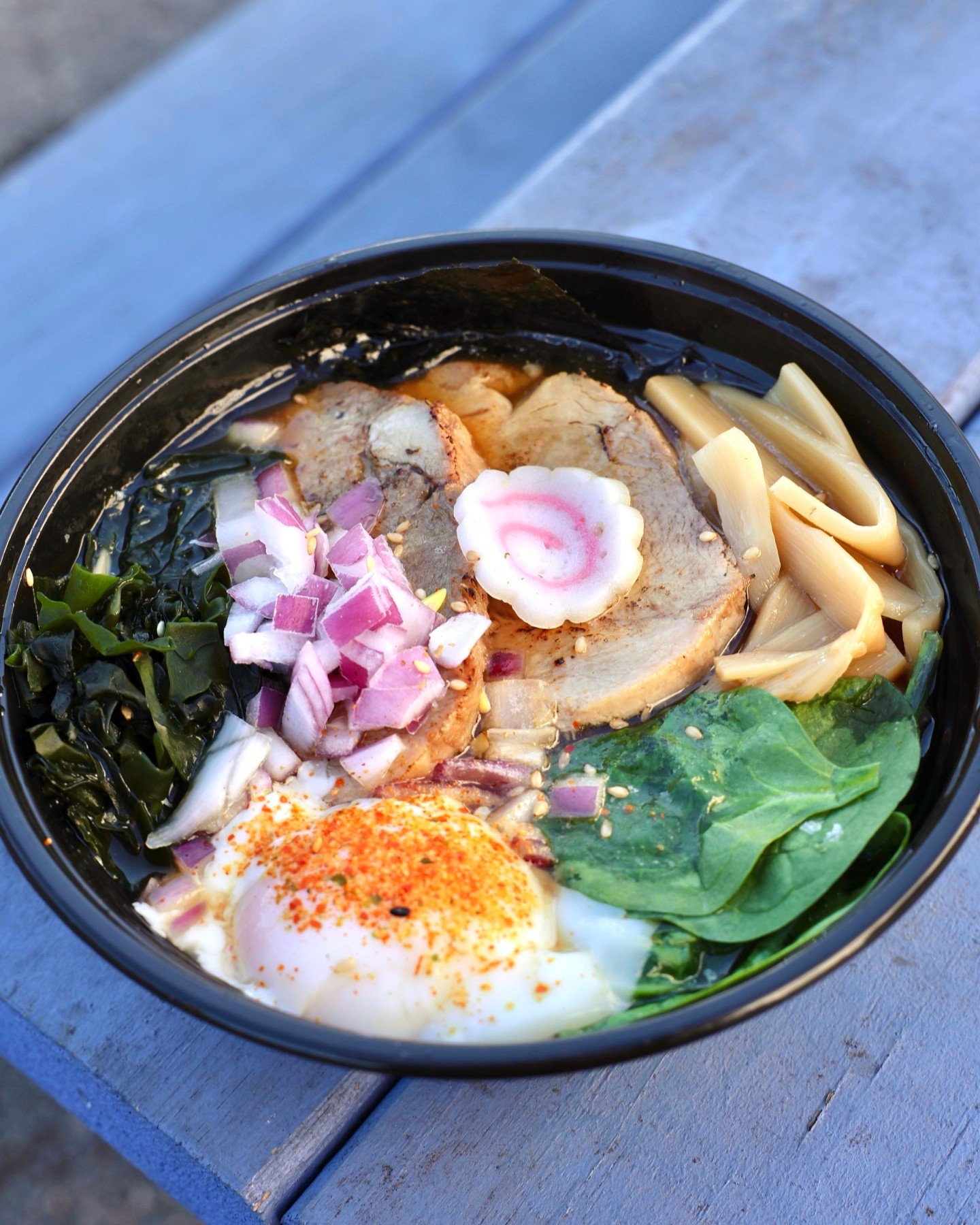 Slurp up some Shoyu Ramen!🍜 Rich chicken bone broth + soy sauce base stacked with pork loin, egg, spinach, nori, wakame, bamboo shoots, naruto, red onions, sesame, and a hint of togarashi kick 🔥

DC📍3210 Grace St NW &amp; inside of @unionmarketdc
