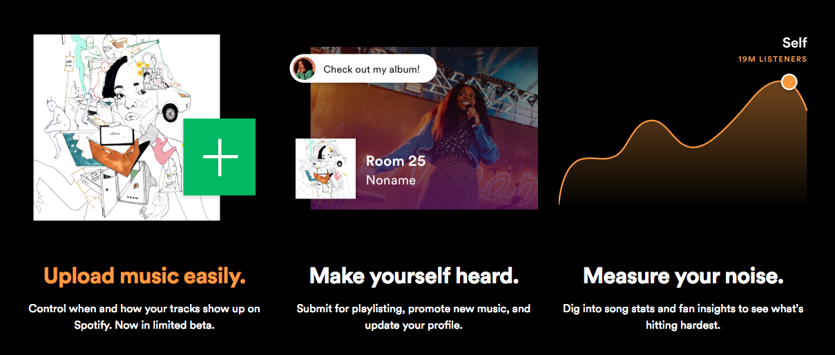 Upload music to Spotify to make yourself heard.