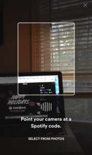 View of using the Spotify mobile app to scan the QR code within the 360° photo.