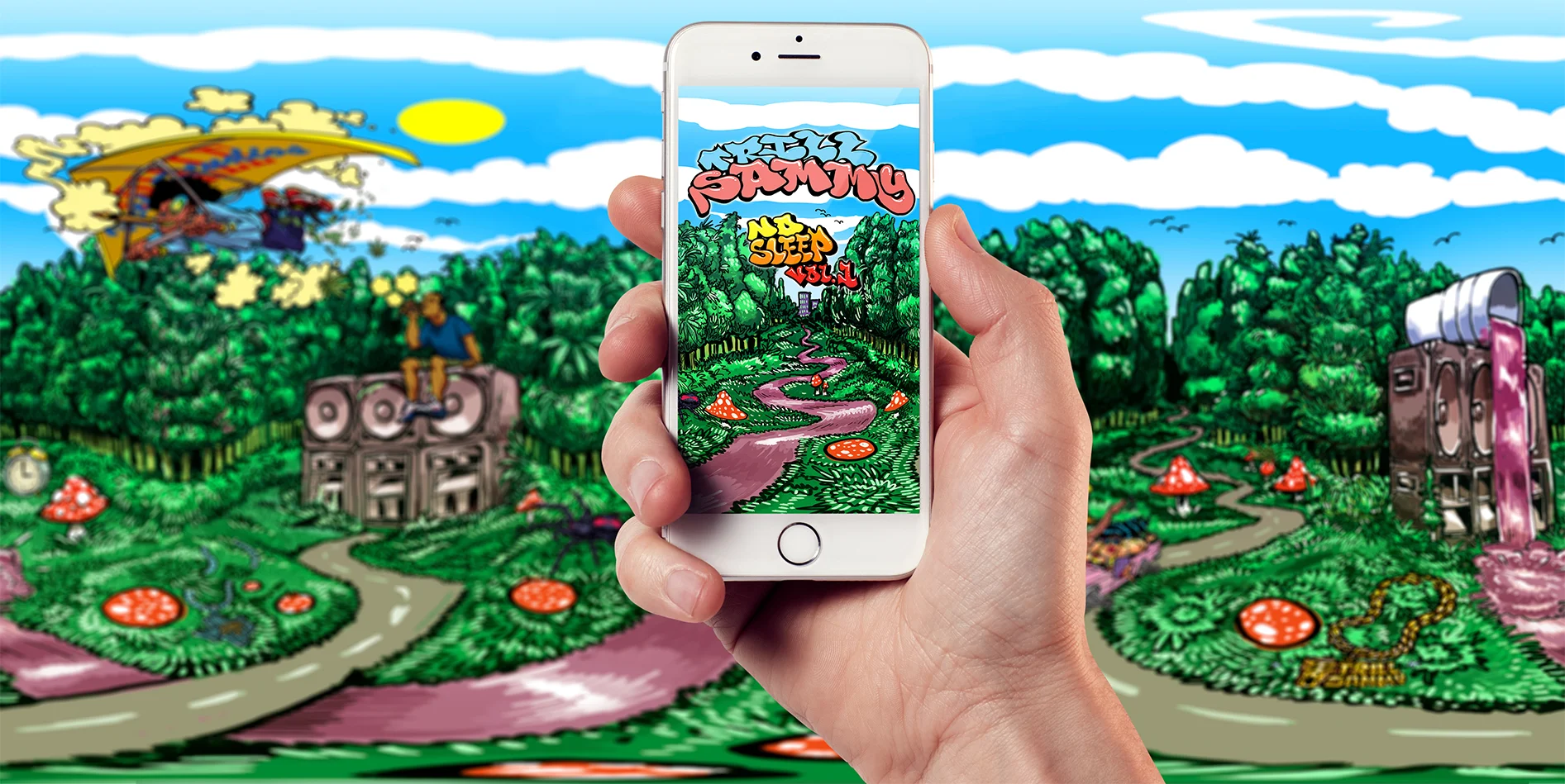 Trill Sammy’s 360° album cover showing on mobile device.