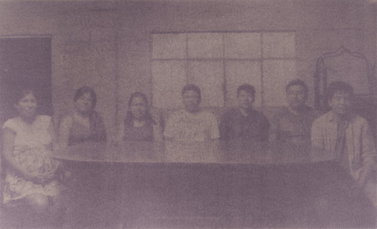   Cousins At The Table  2020 Anthotype made with purple corn 8.5x14” 