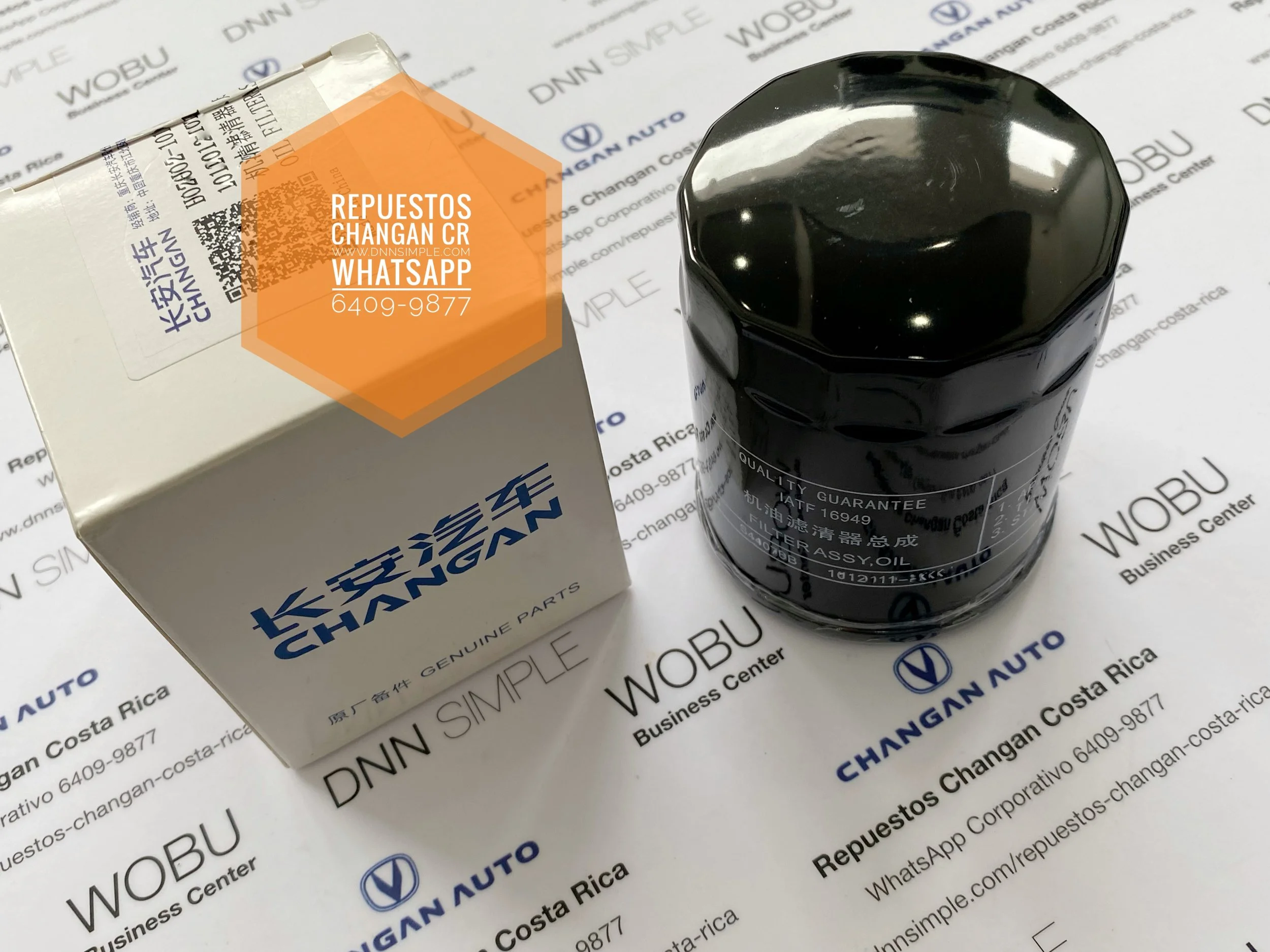 Filtro aceite motor Changan CS 15. (Disponible para entrega inmediata).