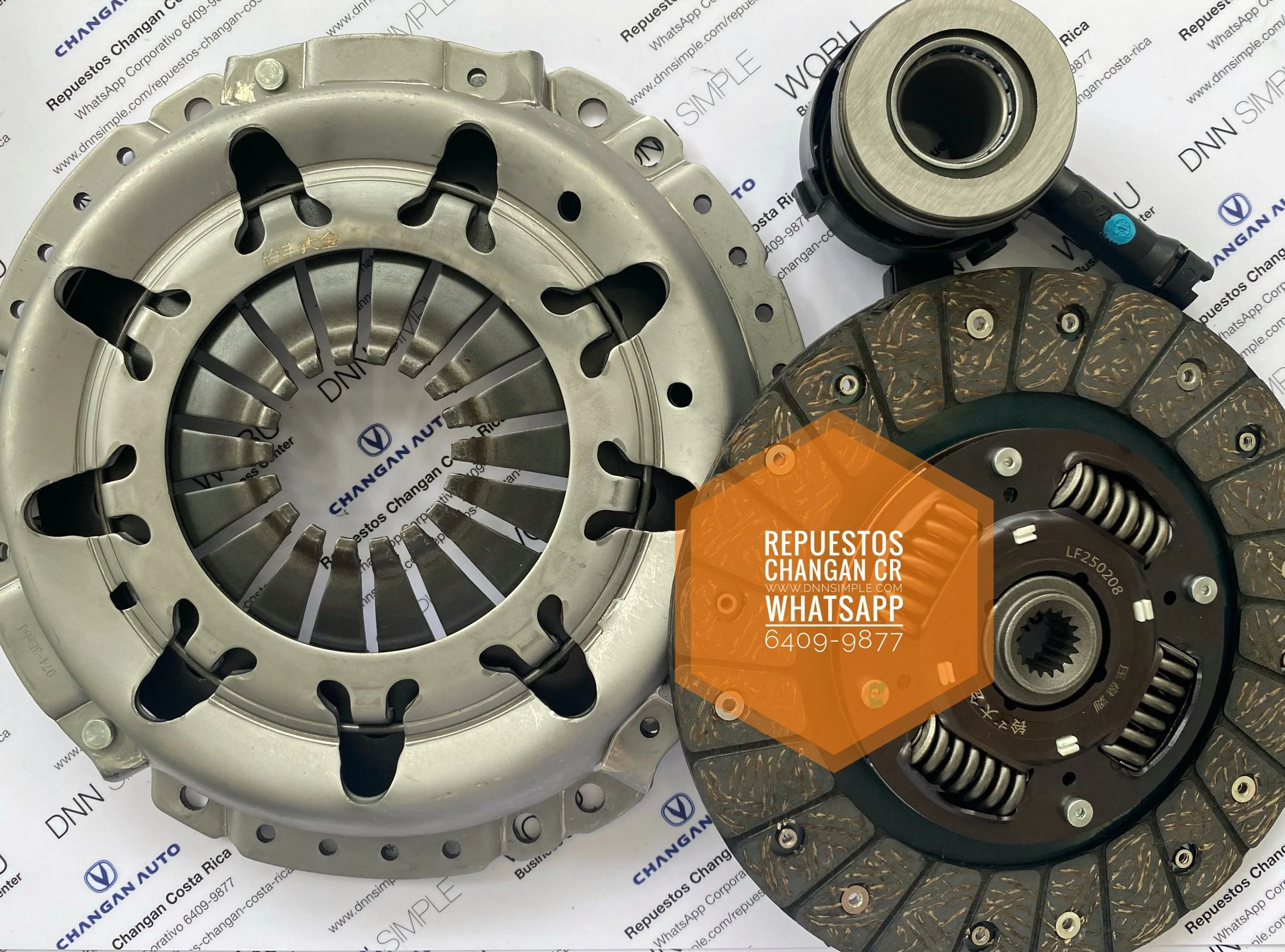 Conjunto de clutch. Disco fibra, Plato presión y Rol de empuje hidráulico-hidrorol. Changan CS35.
