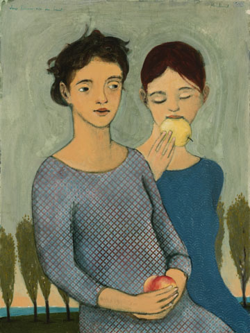 "deux femmes avec de fruit"