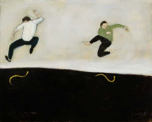 jumping over two snakes