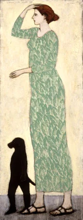 woman with a small dog
