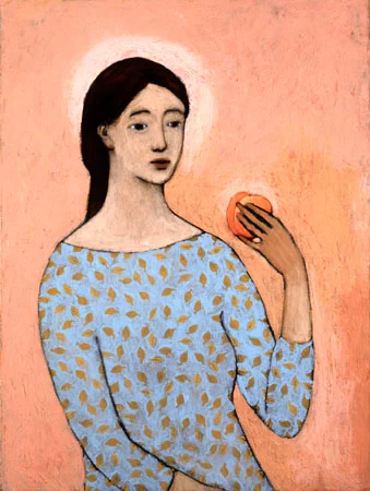 eating a peach