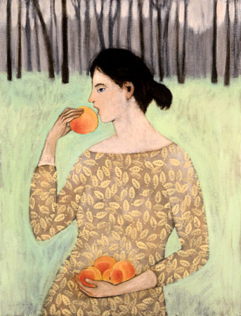 eating peaches