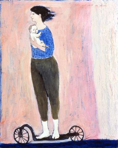 "Mother and child on wheels"