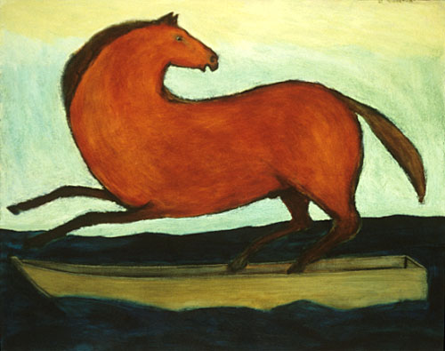 "Red horse rampant"