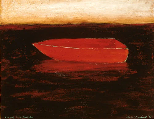 Red boat on the Black Sea