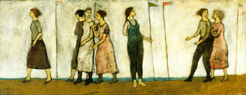 "Seven women with banners"