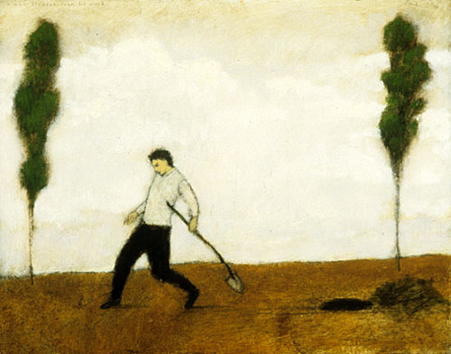 "a man fleeing from his work"