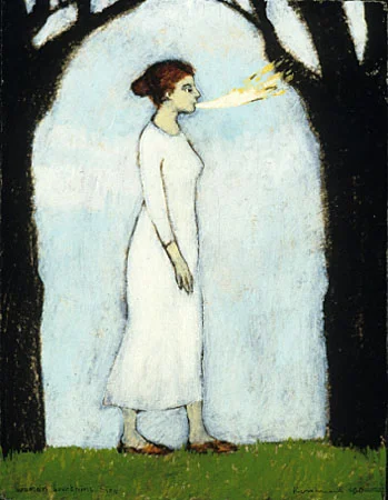 woman breathing fire