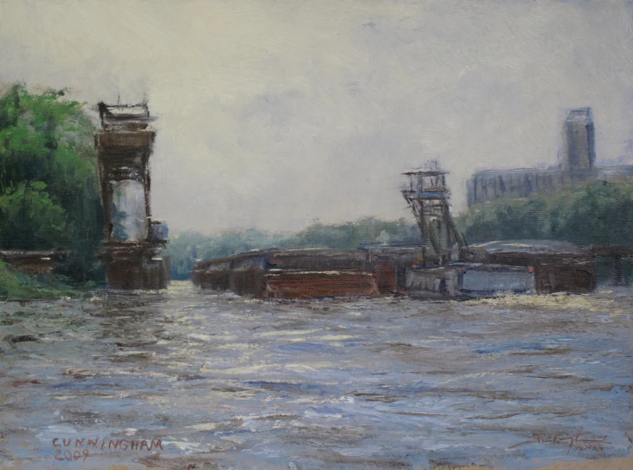 "Pushing Empties", 9"x12", Oil on Mounted Canvas, Private Collection Media Award Winner , St. Paul Art Crawl Fall 2009
