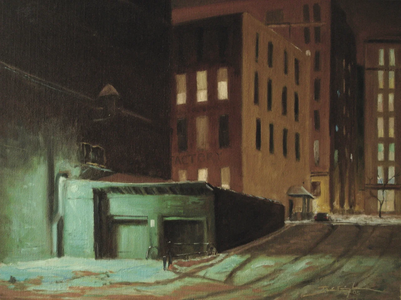 "Lowertown Night Life" 12"x16", Oil on Linen, Private Collection “Media Award Winner”, Spring 2007, St. Paul Art Crawl Poster Competition Best in Show 1st Annual Juried Art Competition, 2007 Savage Arts Council, Savage MN
