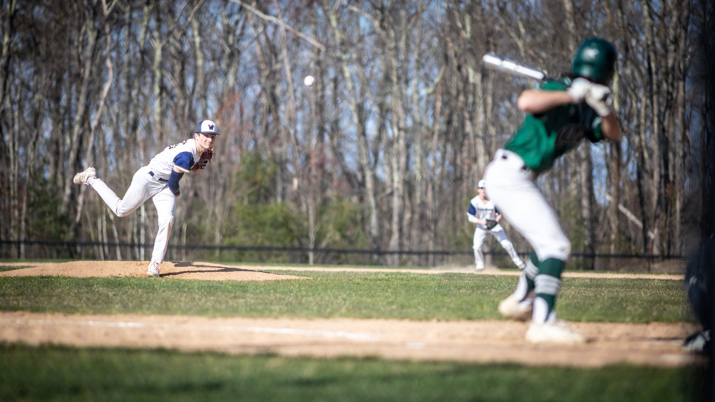 High school baseball game, Windham, N.H., April 2022