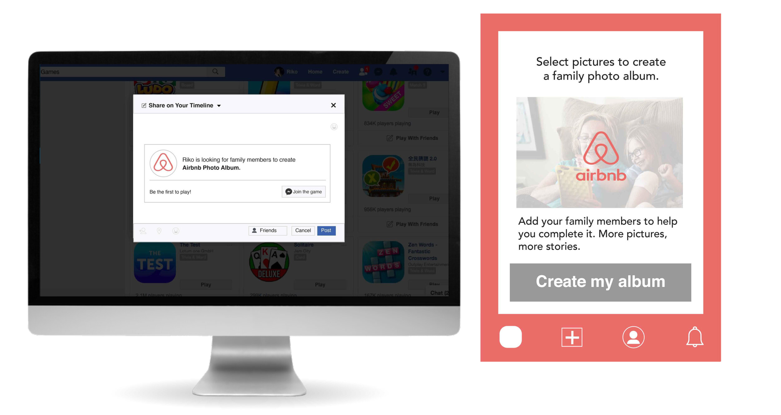 Facebook family photo album creation prompt