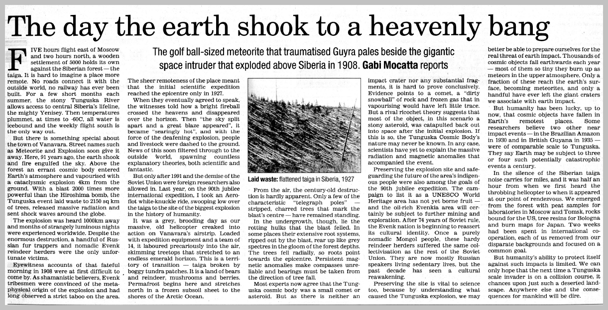 The Australian — The day the earth shook to a heavenly bang