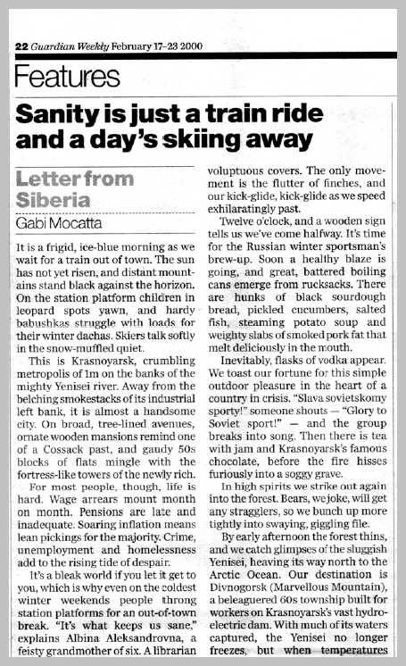 The Guardian Weekly — Letter from Siberia