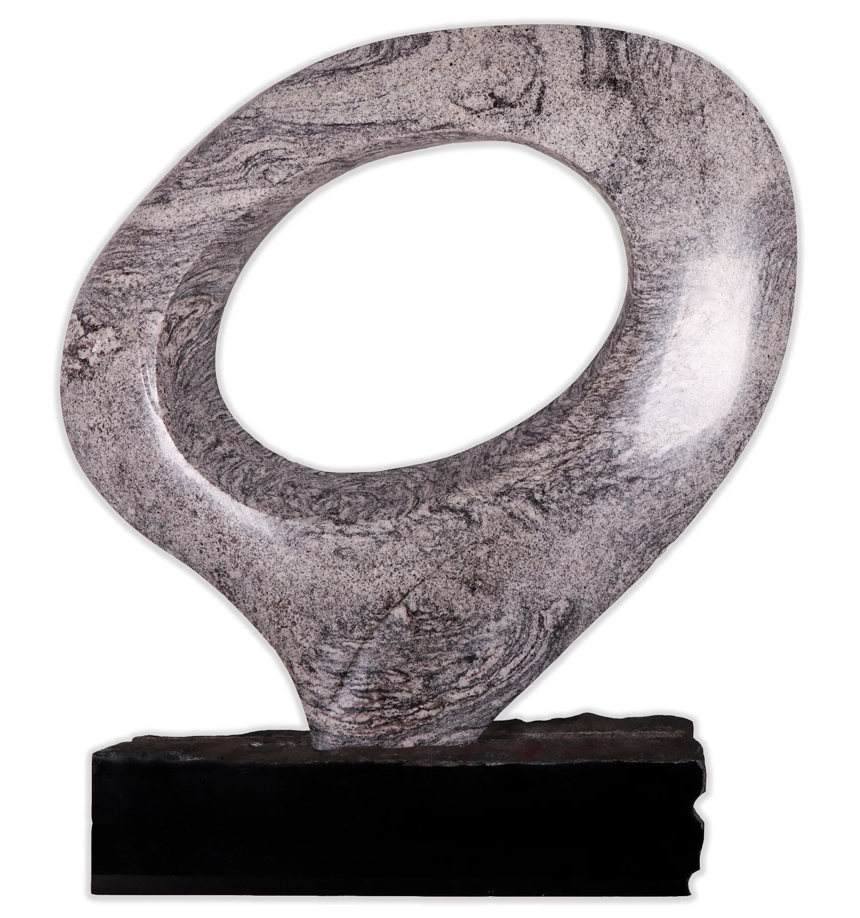 Miles Slater, OCULUS II (GRANITO) , 2016, Sculpture, Granite, 33.5 x 38 x 3 in. Base: Black granite, 5.5 x 28 x 6 in.