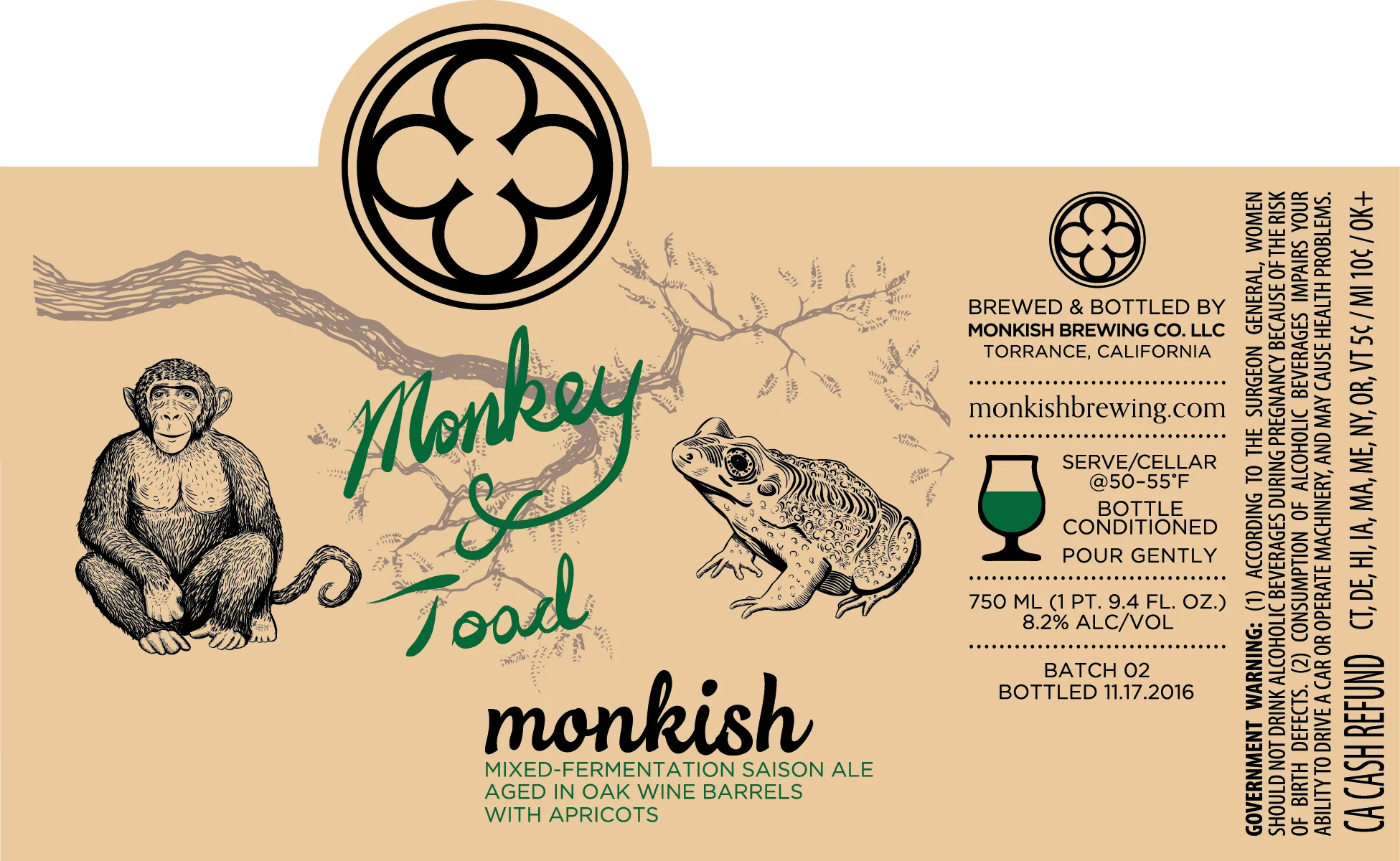  Alternative color of released bottle art for Monkish Brewing Co., Torrance, CA 
