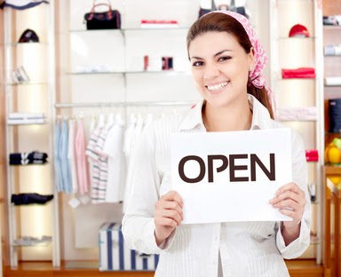 Female business owner opening a new retail store