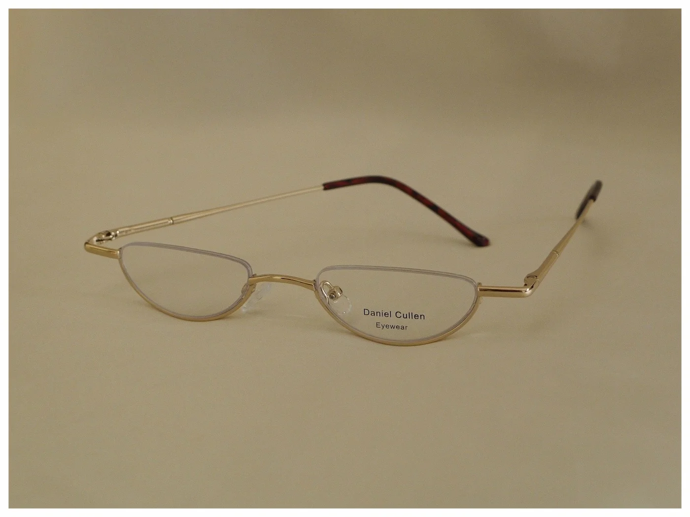 gold, reading glasses, half-moon