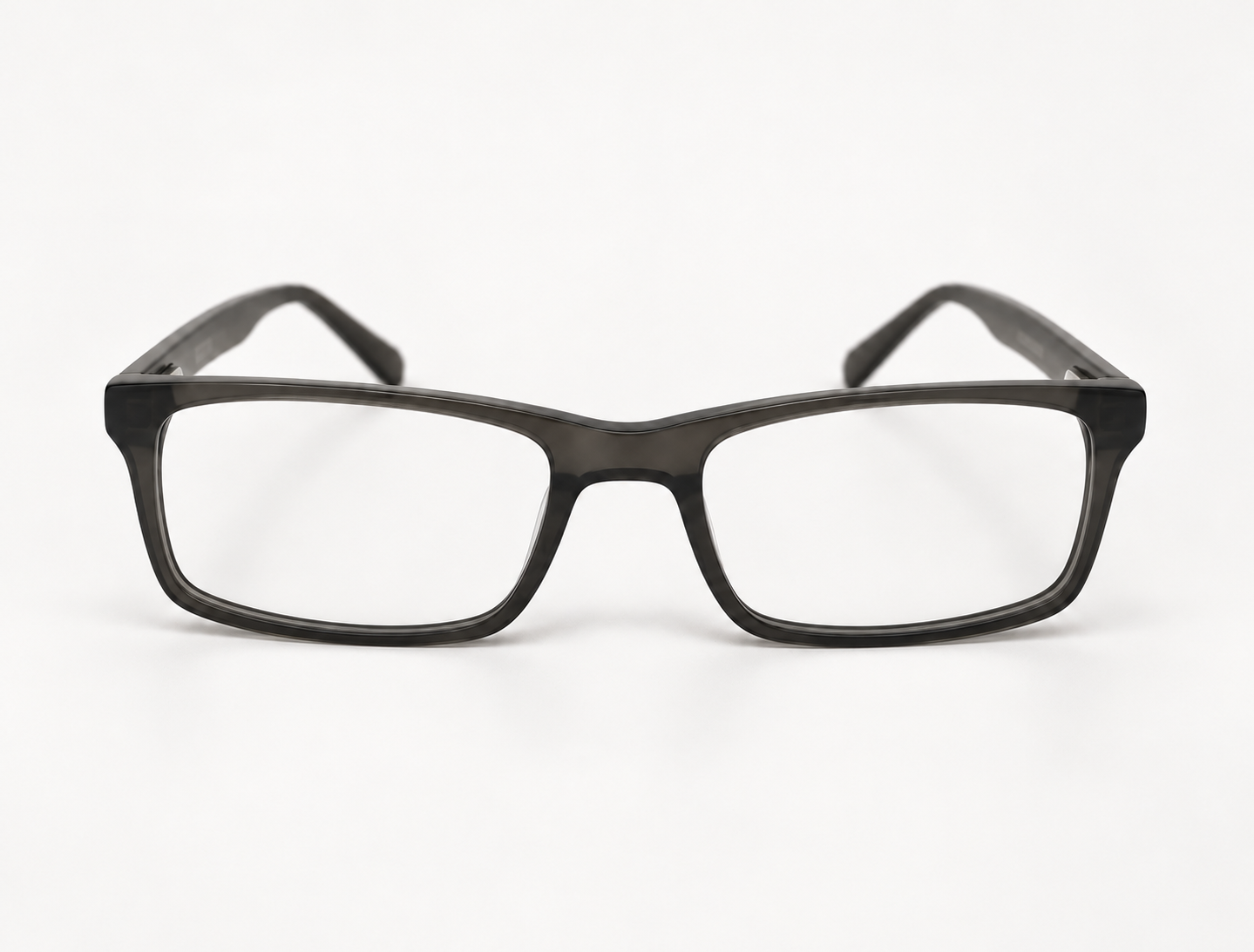 Front view of Santana charcoal grey full-rim reading glasses