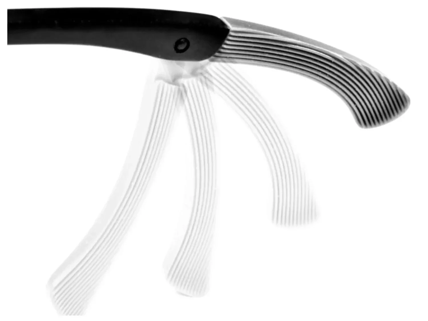 Manufacturer image showing the C-2926 flexible temple tip in different positions