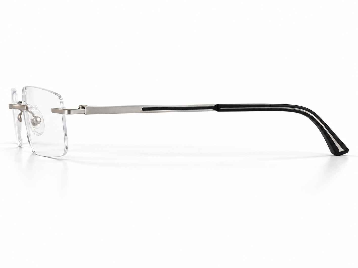 Side view of Paul Costelloe PC 5198 C2 showing silver temples and smooth black outer temple tips
