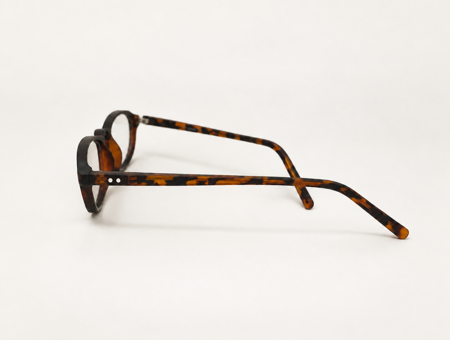 Side view of CP-131AR reading glasses showing the patterned arm and hinge