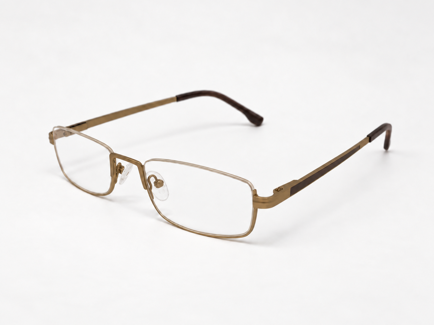 Angled view of Julian Beaumont 3659 gold reading glasses showing the frame and temples