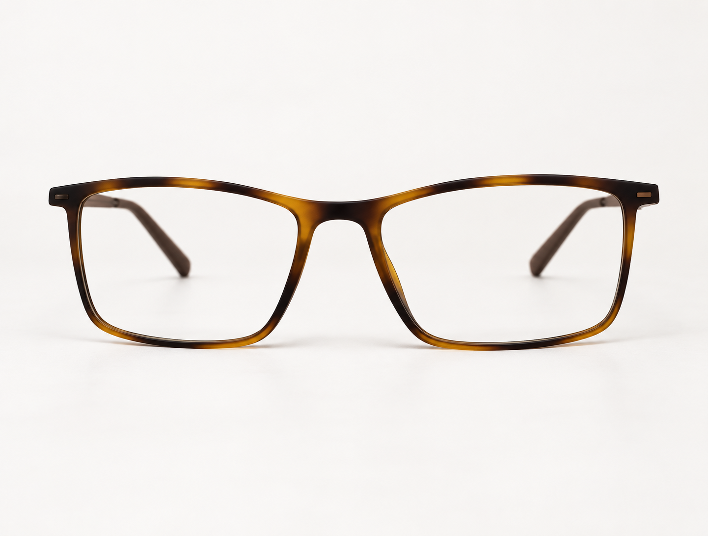 Front view of B-362 reading glasses showing the brown mottled frame