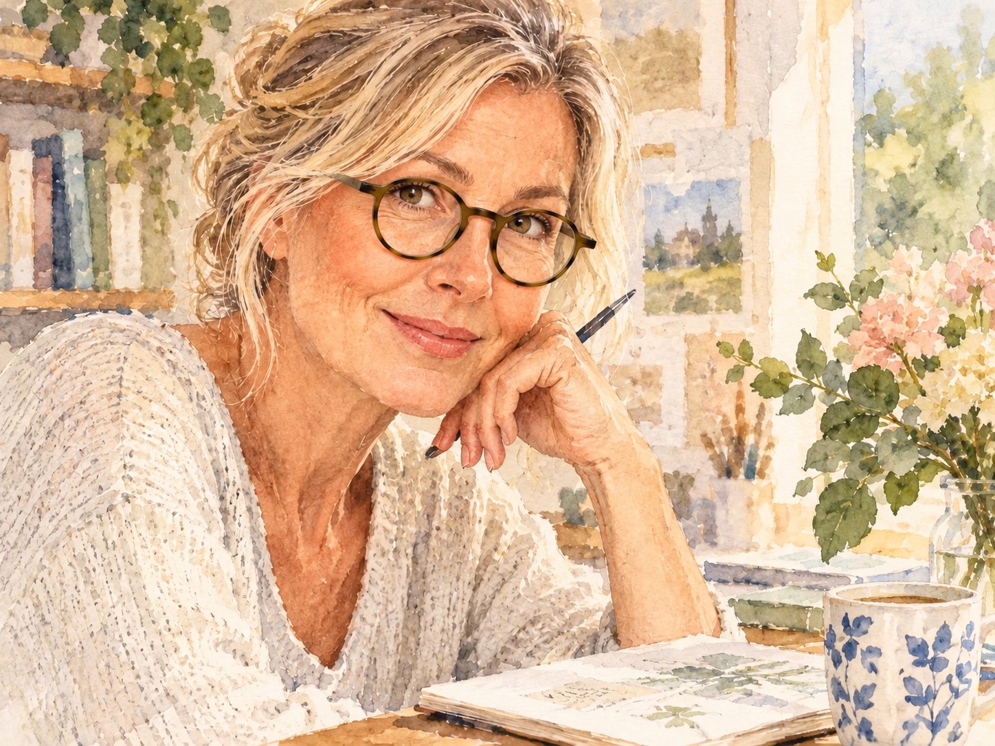 Woman wearing Panto G10600 reading glasses