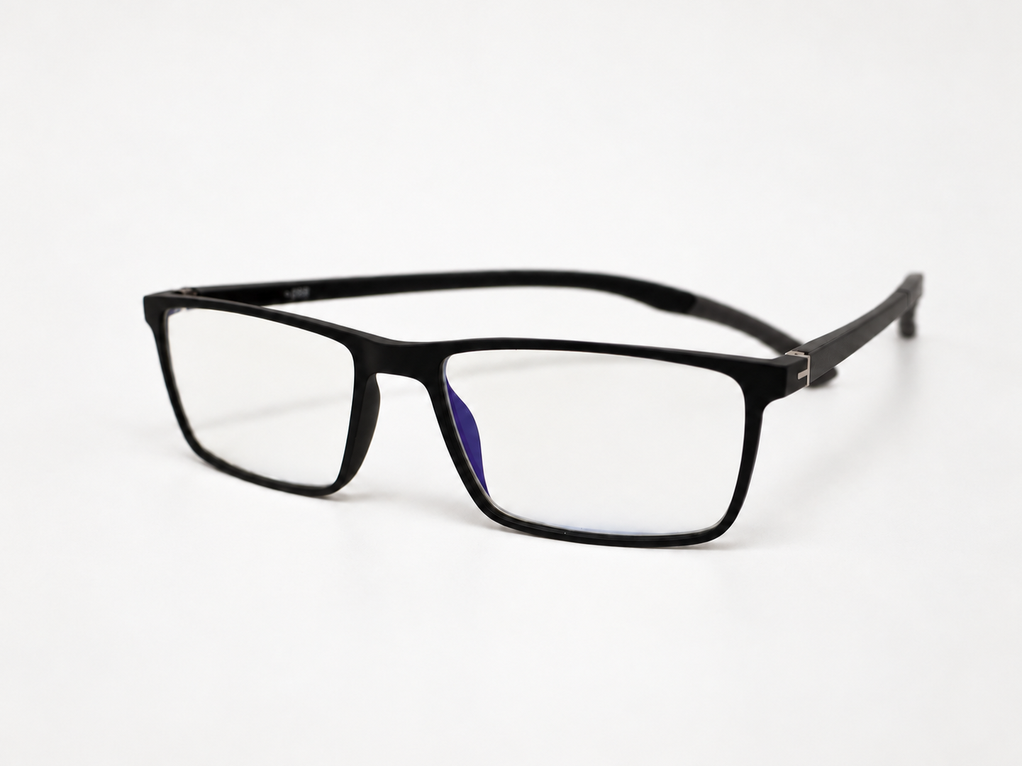 Black C-2926 blue light reading glasses viewed from the front at an angle