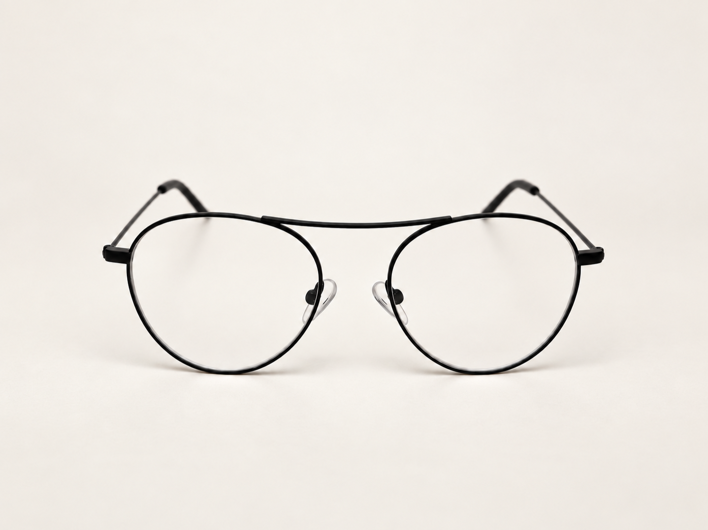 Front view of Dylan black aviator reading glasses with a slim metal frame