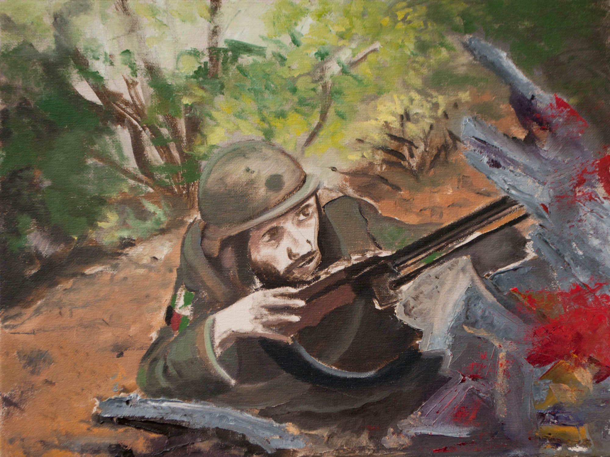 Afghani Soldier/ Afghanistan, 12" x 16" Oil on Canvas Board, 2011