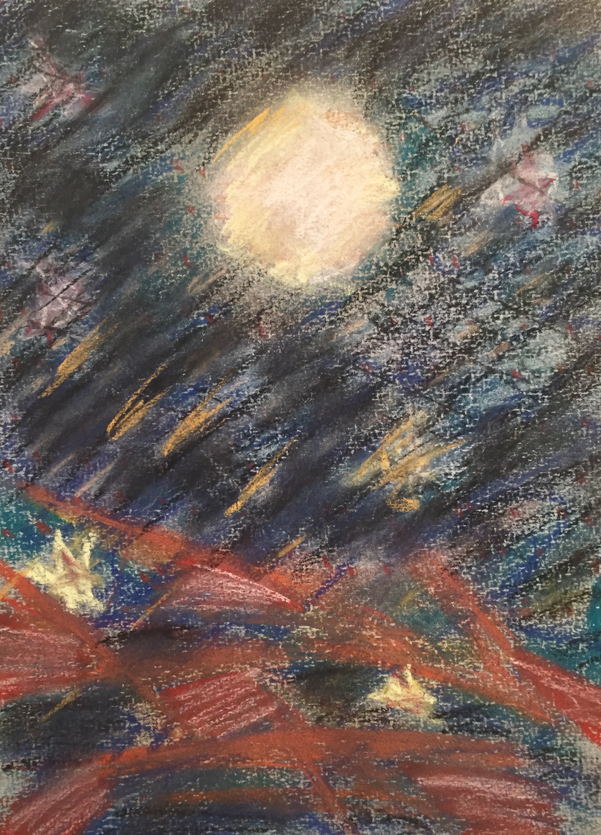 Full Moon Walk in the Catskills Two, 12 x 9 Pastel on Paper, 1996