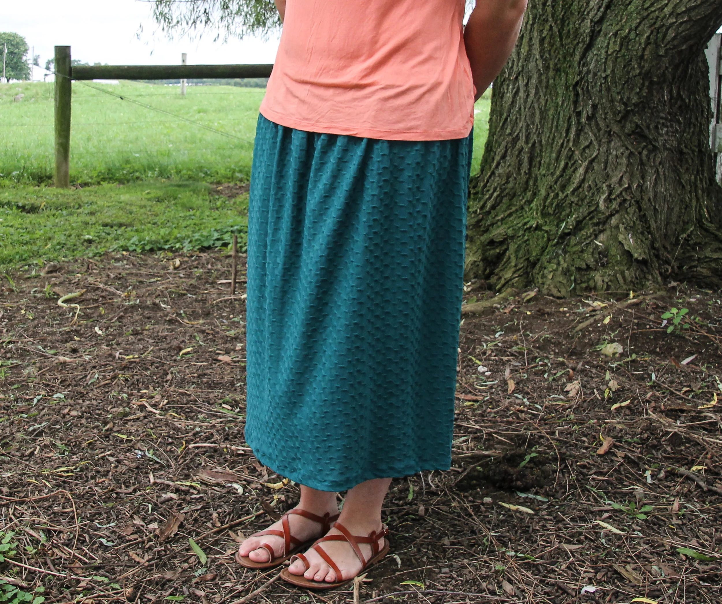 Size 10-18 Women Adeline Skirts Modest Sea Green Embossed Midi - Main Image