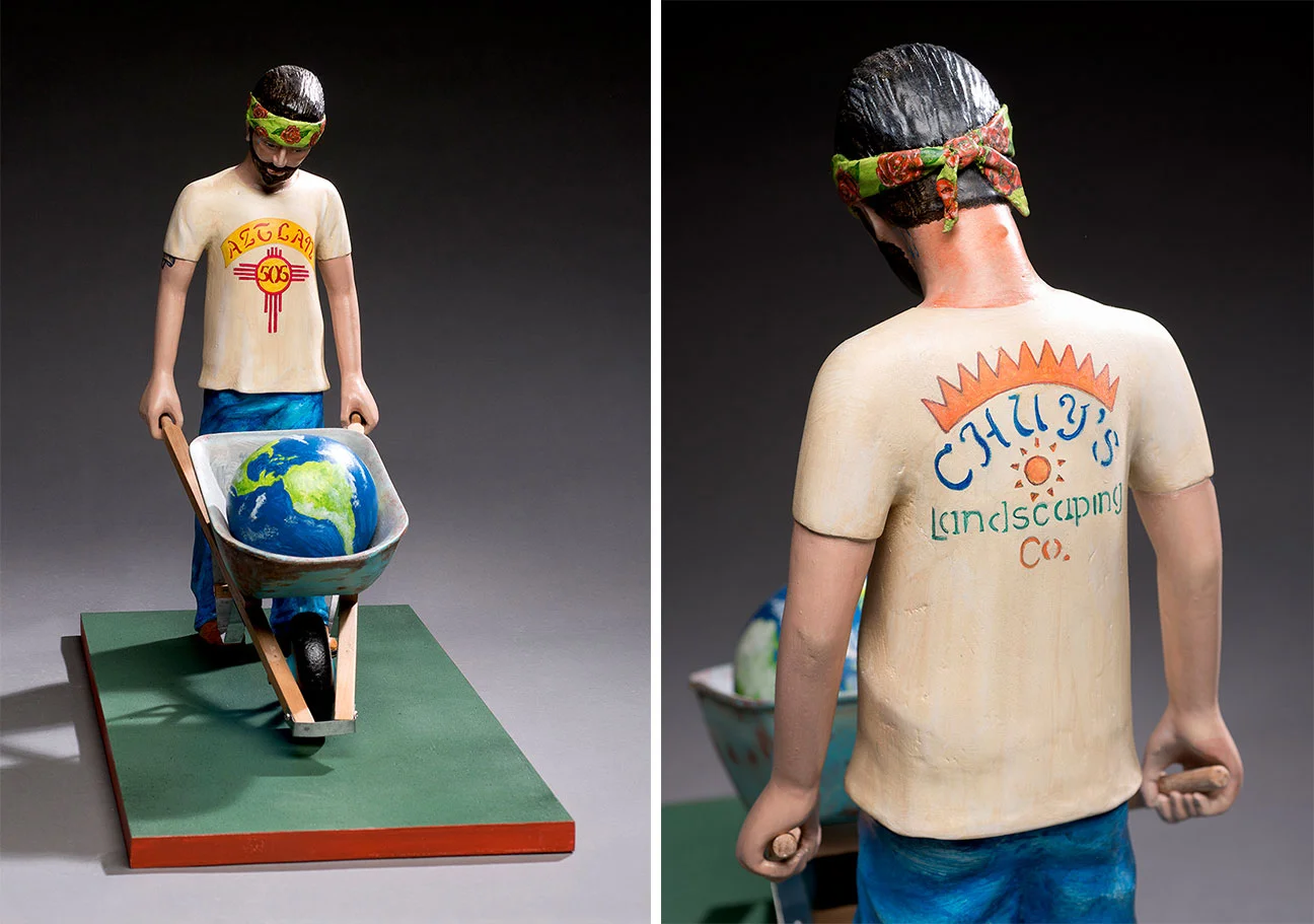 Chuy con su carga, 2017. Carved and painted wood, 18¾ x 23 x 10½ in. Collection of Kathryn Minette and Stan Biderman. Photo © James Hart