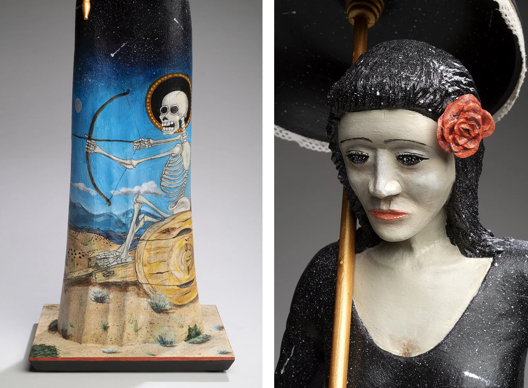   Sin muerte no hay vida  (details), 2022. Carved and painted wood, 34 x 9⅝ x 7⅛ in. Collection of Mr. and Mrs. H. Earl Hoover II. Photo © James Hart. 