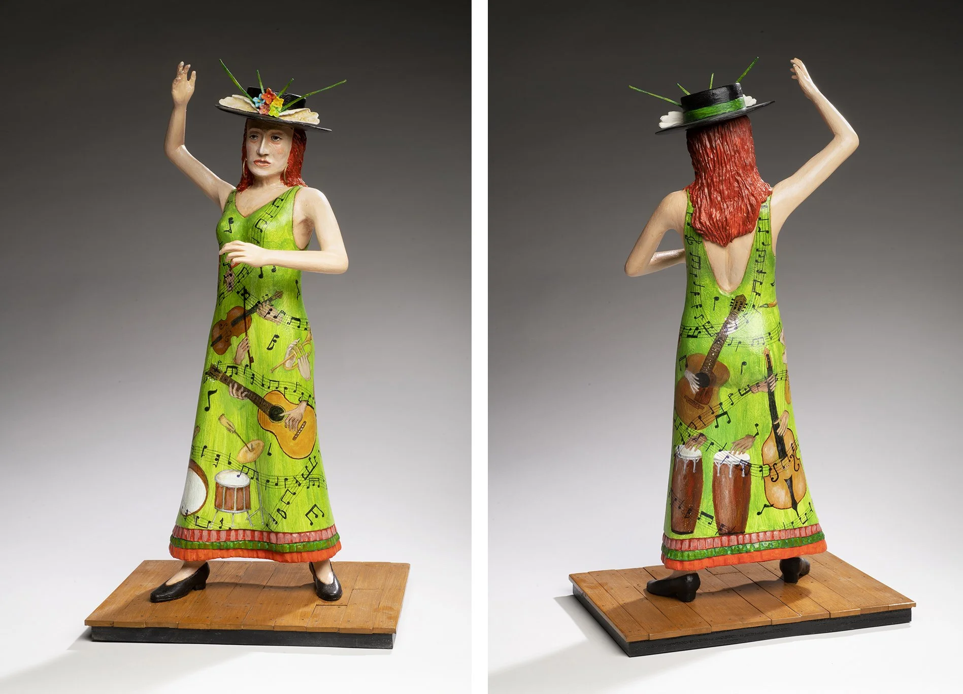   Adelita de la Música , 2024. Carved and painted wood, 26½ x 14 x 10½ in. Photo © James Hart. PRICE UPON REQUEST.&nbsp; 