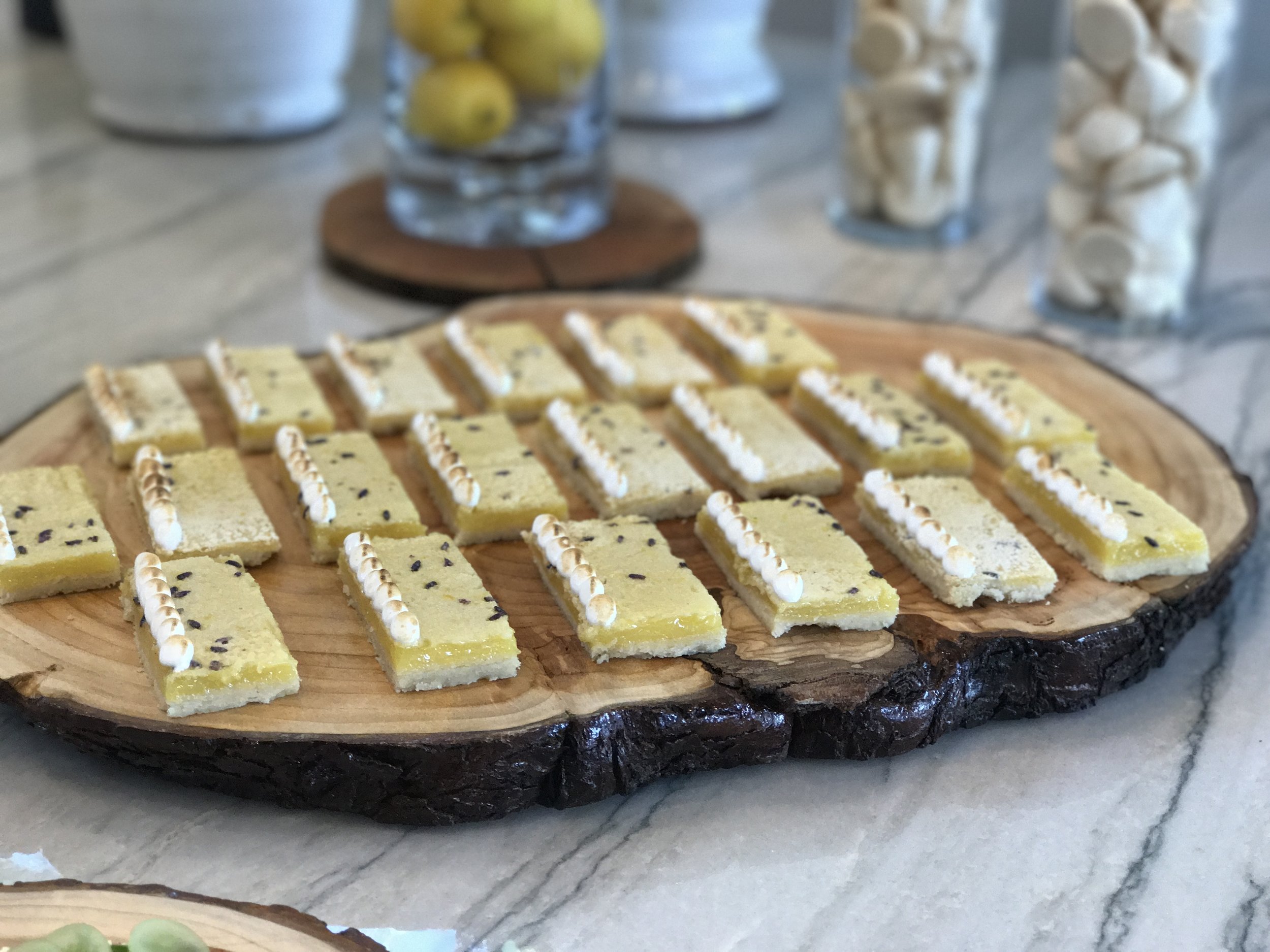 Lavender-lemon bars with toasted meringue